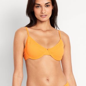 Textured Underwire Balconette Swim Top