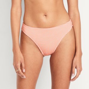 Mid-Rise Textured Bikini Swim Bottoms
