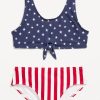 Printed Tie-Knot Bikini Swim Set for Girls
