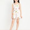 Printed Sleeveless Button-Front Linen-Blend Romper for Girls