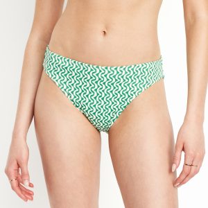 Mid-Rise Textured Bikini Swim Bottoms